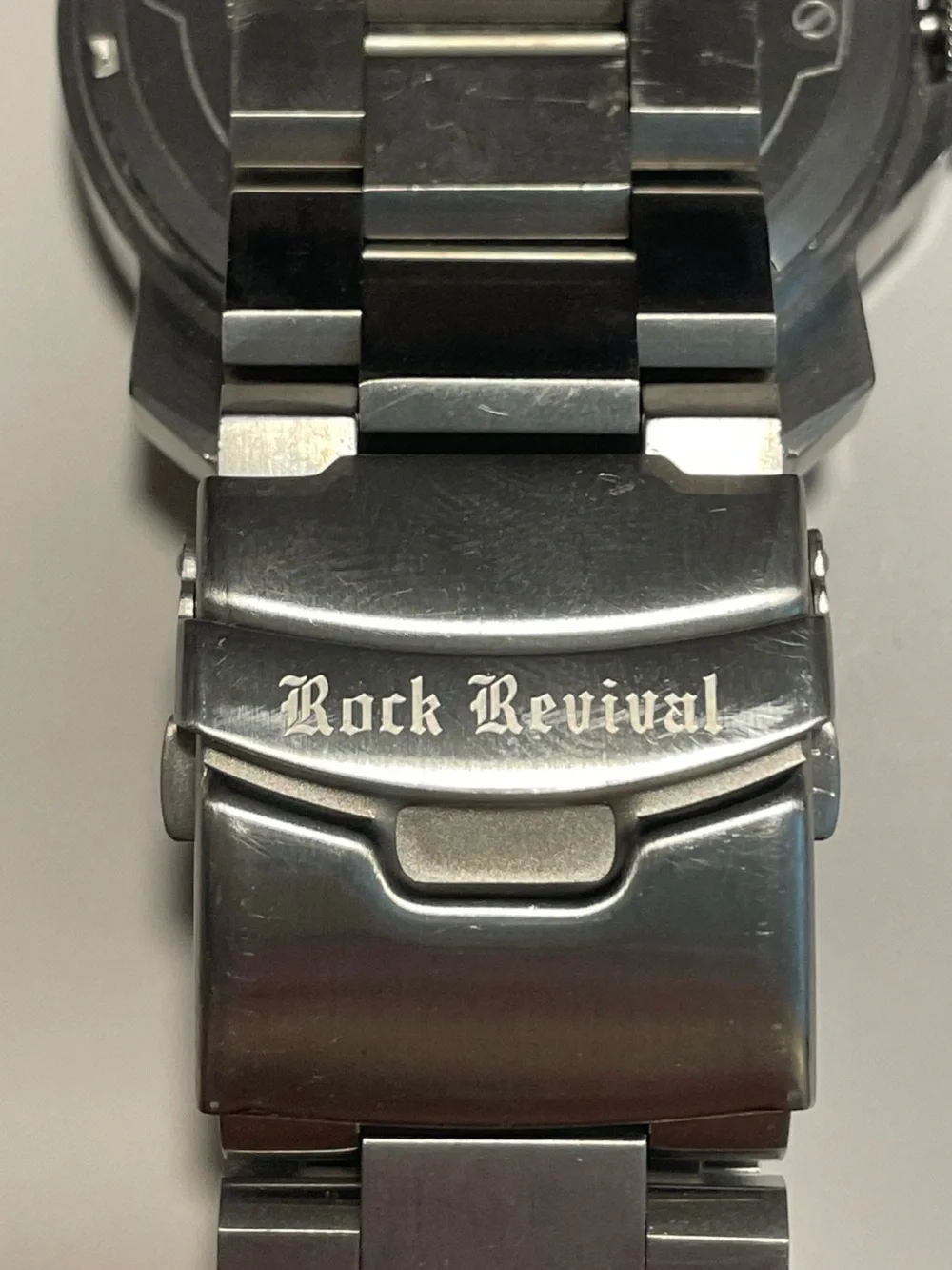 Rock Revival Mens Stainless Steel Heavy Watch Time Date Silver Black